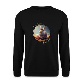 Frohe Ostern | Osterhäschen | Osterhase - Unisex Pullover - Schwarz - Vorne - Alina (178cm) & Michal (187cm)