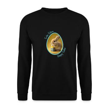 Frohe Ostern | Osterhäschen | Osterhase - Unisex Pullover - Schwarz - Vorne - Alina (178cm) & Michal (187cm)