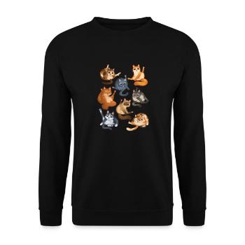 Chats léchant leurs fesses T-shirt - Sweat-shirt Unisexe - noir - Devant - Alina (178cm) & Michal (187cm)