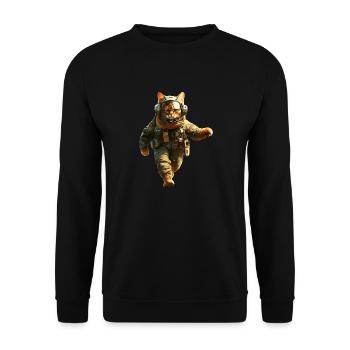 Le chat ou le chat sert de héros dans l’armée - Sweat-shirt Unisexe - noir - Devant - Alina (178cm) & Michal (187cm)