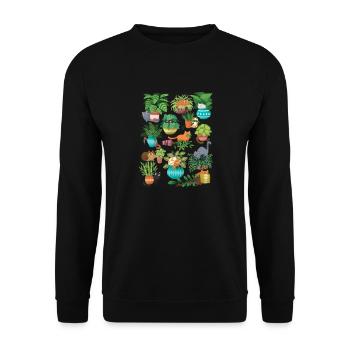 Chat et jardinières T Shirt - Sweat-shirt Unisexe - noir - Devant - Alina (178cm) & Michal (187cm)
