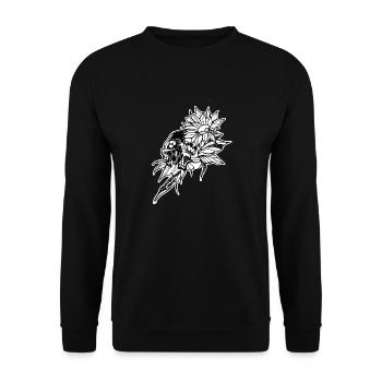 Schädel // Blume // Illustration - Unisex Pullover - Schwarz - Vorne - Alina (178cm) & Michal (187cm)