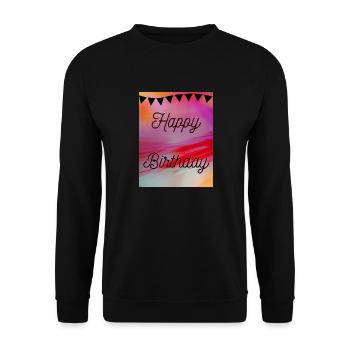 GEBURTSTAG, ALLES GUTE ZUM GEBURTSTAG, ALLES GUTE ZUM GEBURTSTAG - Unisex Pullover - Schwarz - Vorne - Alina (178cm) & Michal (187cm)