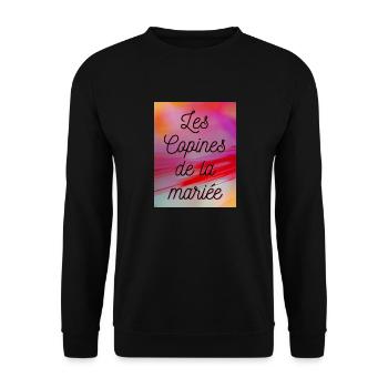 JUST MARRIED,VIVE LES MARIES,EVJF,SAINT VALENTIN - Sweat-shirt Unisexe - noir - Devant - Alina (178cm) & Michal (187cm)