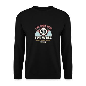 50e anniversaire Je ne suis pas vieux je suis sage - Sweat-shirt Unisexe - noir - Devant - Alina (178cm) & Michal (187cm)