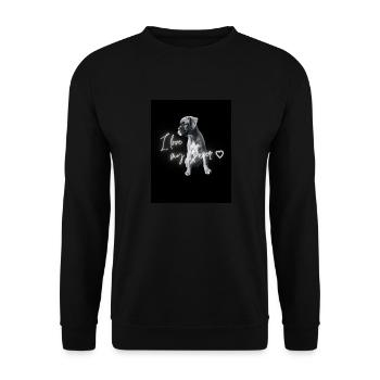 J’adore mon Boxer - Sweat-shirt Unisexe - noir - Devant - Alina (178cm) & Michal (187cm)