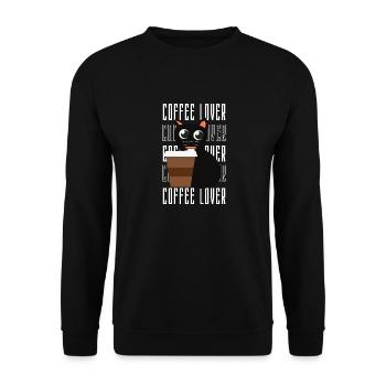Kaffeeliebhaber Kaffeegeschenke - Unisex Pullover - Schwarz - Vorne - Alina (178cm) & Michal (187cm)