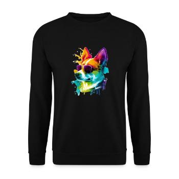 Colorful cool corgi dog with sunglasses - Unisex Sweatshirt - black - Front - Alina (178cm) & Michal (187cm)