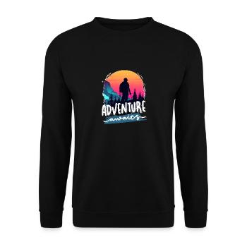 Das Abenteuer wartet auf Sie - Unisex Pullover - Schwarz - Vorne - Alina (178cm) & Michal (187cm)