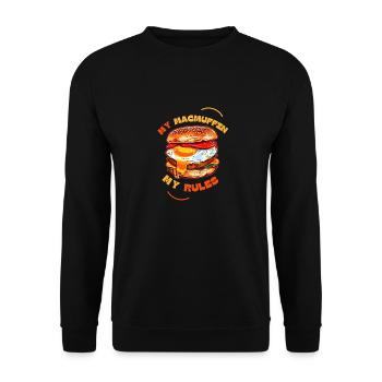 Mein McMuffin Meine Regeln - Unisex Pullover - Schwarz - Vorne - Alina (178cm) & Michal (187cm)