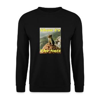Zeig uns die Nüsse - Unisex Pullover - Schwarz - Vorne - Alina (178cm) & Michal (187cm)