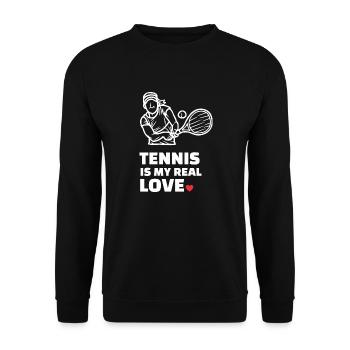 I love tennis - Unisex Sweatshirt - black - Front - Alina (178cm) & Michal (187cm)
