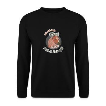 Cooles Pferde Haustier Reitpony Friese Geschenk - Unisex Pullover - Schwarz - Vorne - Alina (178cm) & Michal (187cm)