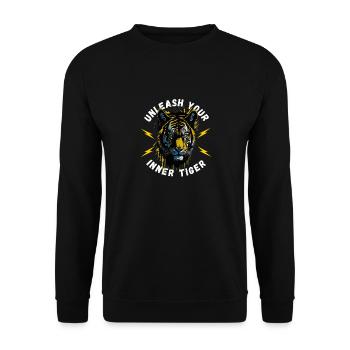 Tiger T-Sirt | Befreie Deinen Inneren Tiger - Unisex Pullover - Schwarz - Vorne - Alina (178cm) & Michal (187cm)