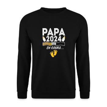 Nouveau Nouvelle Naissance Future Papa 2024 - Sweat-shirt Unisexe - noir - Devant - Alina (178cm) & Michal (187cm)