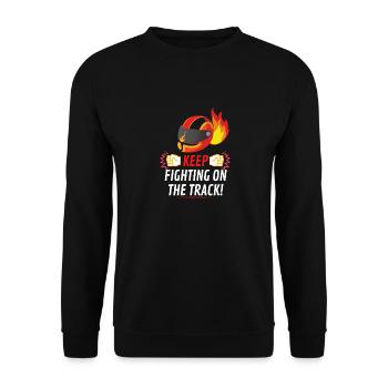 KEEP FIGHTING ON THE TRACK - Unisex Sweatshirt - black - Front - Alina (178cm) & Michal (187cm)