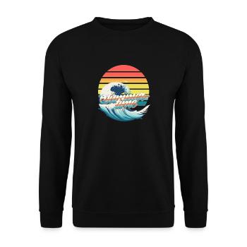 Summertime, Ozean-Welle auf Sonne - Unisex Pullover - Schwarz - Vorne - Alina (178cm) & Michal (187cm)