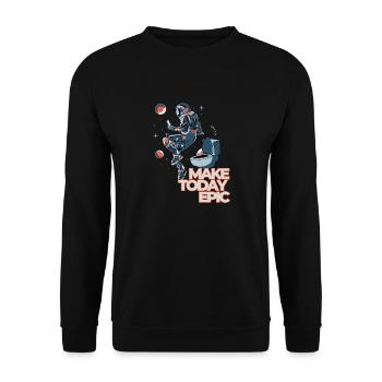 Machen Sie den heutigen Tag episch - Unisex Pullover - Schwarz - Vorne - Alina (178cm) & Michal (187cm)