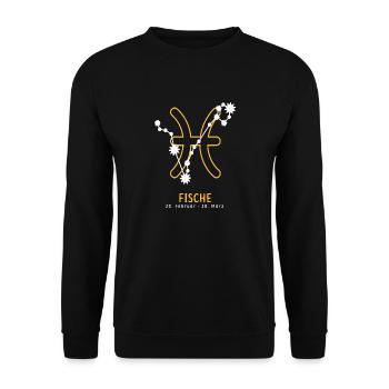 Sternzeichen Illustration Fische - Unisex Pullover - Schwarz - Vorne - Alina (178cm) & Michal (187cm)
