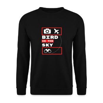 Luftfahrt und Flugzeugdesign Vogel am Himmel - Unisex Pullover - Schwarz - Vorne - Alina (178cm) & Michal (187cm)