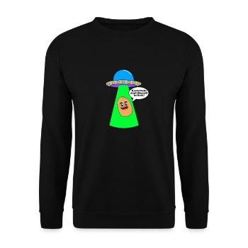 Ufo entführt Kartoffel - Unisex Pullover - Schwarz - Vorne - Alina (178cm) & Michal (187cm)