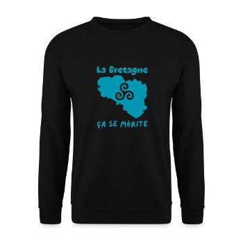 La Bretagne , ça se mérite 1 - Sweat-shirt Unisexe - noir - Devant - Alina (178cm) & Michal (187cm)