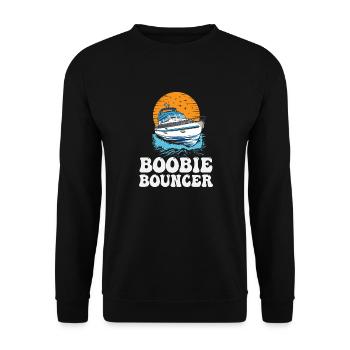 Boobie Bouncer Funny Motorboating Quote Pontoon - Unisex Pullover - Schwarz - Vorne - Alina (178cm) & Michal (187cm)
