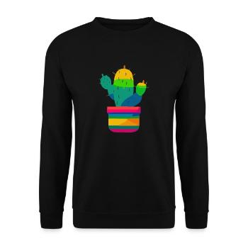 Mexikanischer farbiger Kaktus - Unisex Pullover - Schwarz - Vorne - Alina (178cm) & Michal (187cm)