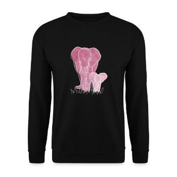 « Elephant », Boho Line Art Design, série « Big 5 » - Sweat-shirt Unisexe - noir - Devant - Alina (178cm) & Michal (187cm)
