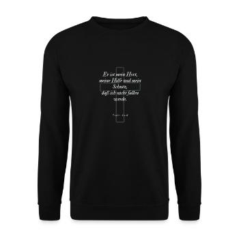 Bibelvers - Psalm 62,6 - Unisex Pullover - Schwarz - Vorne - Alina (178cm) & Michal (187cm)