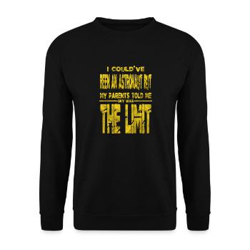 humor statement astrophysics fun spaceship happy - Unisex Pullover - Schwarz - Vorne - Alina (178cm) & Michal (187cm)