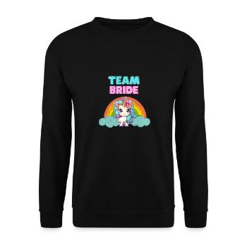 Conception de licorne « Team Bride » - Sweat-shirt Unisexe - noir - Devant - Alina (178cm) & Michal (187cm)