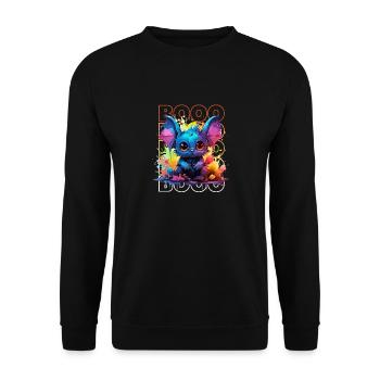 Chibi Flap & Booo! Playful Bat Tee! - Unisex Sweatshirt - black - Front - Alina (178cm) & Michal (187cm)