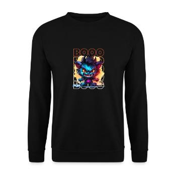 Chibi Prowl & Booo! Mondbeschienenes Lykan-T-Shirt! - Unisex Pullover - Schwarz - Vorne - Alina (178cm) & Michal (187cm)