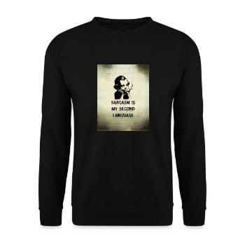 Sarkasmus ist meine zweite Sprache - Unisex Pullover - Schwarz - Vorne - Alina (178cm) & Michal (187cm)