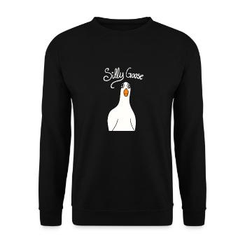 Lettrage blanc Silly Goose - Sweat-shirt Unisexe - noir - Devant - Alina (178cm) & Michal (187cm)