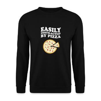 Facilement distrait par la pizza - Sweat-shirt Unisexe - noir - Devant - Alina (178cm) & Michal (187cm)
