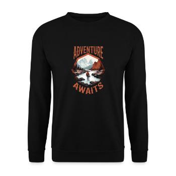 Das Abenteuer Wartet - Unisex Pullover - Schwarz - Vorne - Alina (178cm) & Michal (187cm)