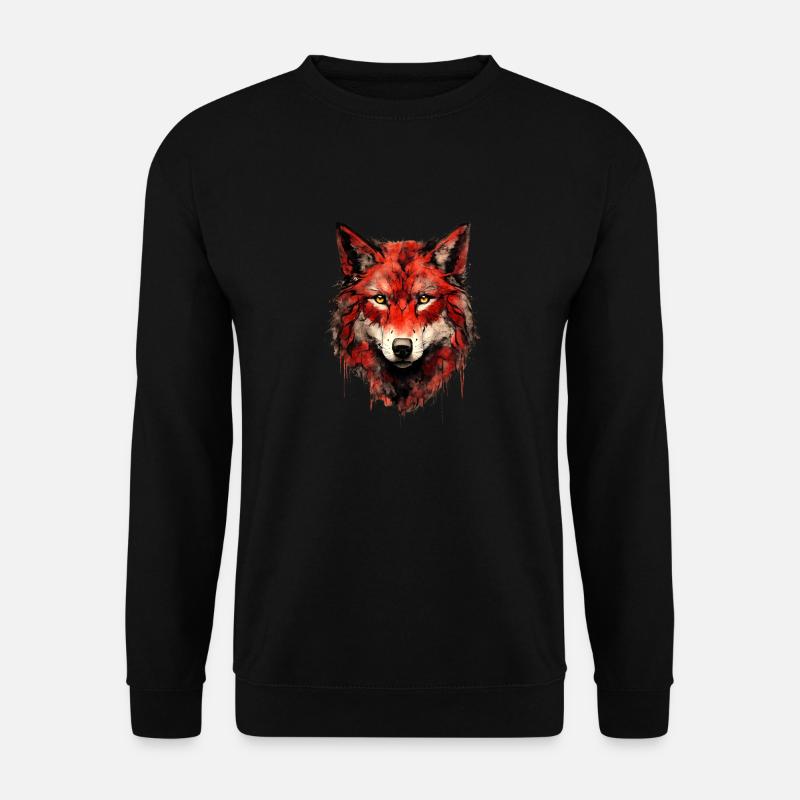 Roter Wolfskopf - Unisex Pullover - Schwarz