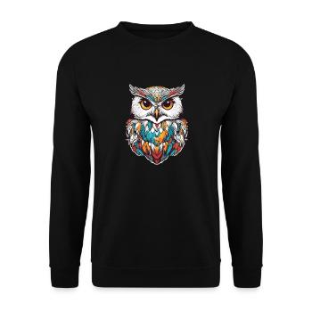 Snowy Owl - Unisex Sweatshirt - black - Front - Alina (178cm) & Michal (187cm)