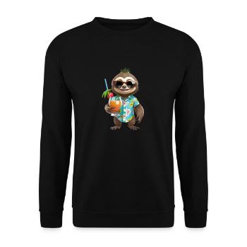 Don't Hurry Be Happy süßes kleines Faultier Hawaiianisch - Unisex Pullover - Schwarz - Vorne - Alina (178cm) & Michal (187cm)