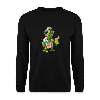 Ne vous dépêchez pas, soyez heureux, mignonne petite tortue tortue - Sweat-shirt Unisexe - noir - Devant - Alina (178cm) & Michal (187cm)