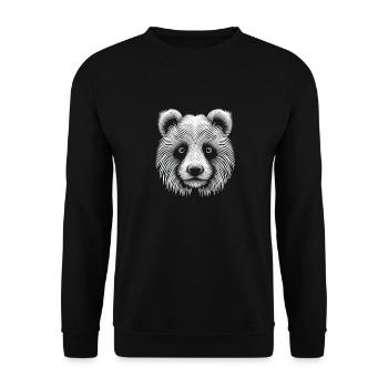 Enchanteur Op Art Panda Portrait toile - Sweat-shirt Unisexe - noir - Devant - Alina (178cm) & Michal (187cm)