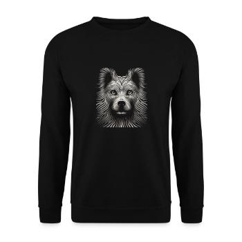 Chef-d’œuvre dynamique de toile de chien Op Art - Sweat-shirt Unisexe - noir - Devant - Alina (178cm) & Michal (187cm)