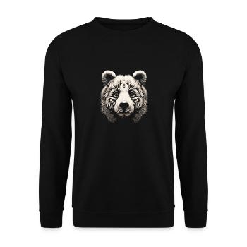Toile abstraite d’ours Op Art - une nature sauvage moderne - Sweat-shirt Unisexe - noir - Devant - Alina (178cm) & Michal (187cm)