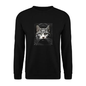 Abstrait Op Art chat toile - moderne félin Eleganc - Sweat-shirt Unisexe - noir - Devant - Alina (178cm) & Michal (187cm)