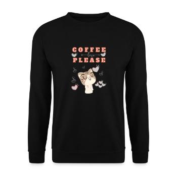 Coffee Please - Unisex Pullover - Schwarz - Vorne - Alina (178cm) & Michal (187cm)
