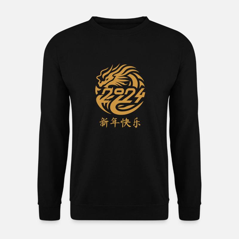 Jahr des Drachen 2024, Chinesisch Neujahr, China - Unisex Pullover - Schwarz