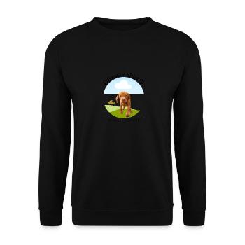 Dog Shirt, Dog Walk, Vizsla, Trending, Modern, Dog - Unisex Sweatshirt - black - Front - Alina (178cm) & Michal (187cm)