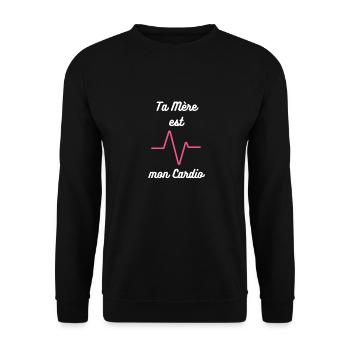 Ta mère est mon cardio : Tee-shirt Cardio Humour - Sweat-shirt Unisexe - noir - Devant - Alina (178cm) & Michal (187cm)